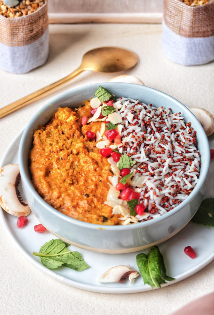 Curry de tofu et quinoa rouge